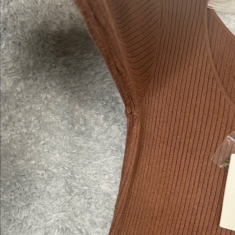 Pink Rose Brown Long Sleeve Dress with Button Detail - Picture 6 of 10